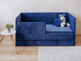 Диван-кровать Happy (синий) в Верхоянске - verhoyansk.mebel-nsk.ru | фото