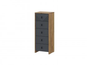 Комод 5ящ. Байкал (дуб крафт золотой/графит) в Верхоянске - verhoyansk.mebel-nsk.ru | фото