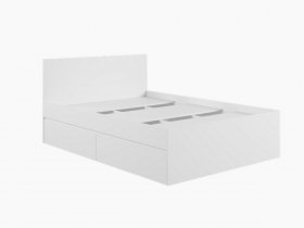 Кровать двуспальная с ящиками 1,4м Мадера-М1400 (белый) в Верхоянске - verhoyansk.mebel-nsk.ru | фото