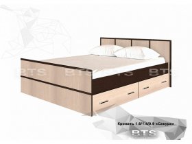 Кровать двуспальная с ящиками 1,4м Сакура (BTS) в Верхоянске - verhoyansk.mebel-nsk.ru | фото