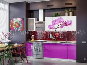 Кухонный гарнитур Орхидея (фиолетовый) в Верхоянске - verhoyansk.mebel-nsk.ru | фото