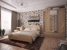Модульная спальня Виктория-1 (дуб сонома) в Верхоянске - verhoyansk.mebel-nsk.ru | фото