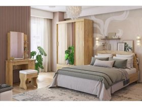 Модульная спальня Виктория-1 (дуб крафт золотой) в Верхоянске - verhoyansk.mebel-nsk.ru | фото