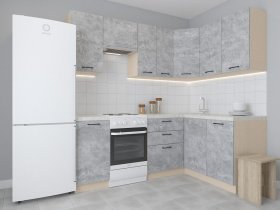 Модульная угловая кухня 1,4м*2,1м Лада (цемент) в Верхоянске - verhoyansk.mebel-nsk.ru | фото