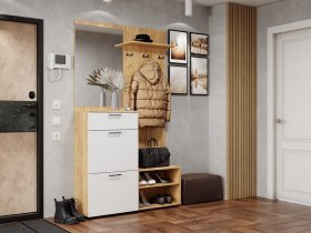 Прихожая Монтана (дуб крафт золотой/белый) в Верхоянске - verhoyansk.mebel-nsk.ru | фото